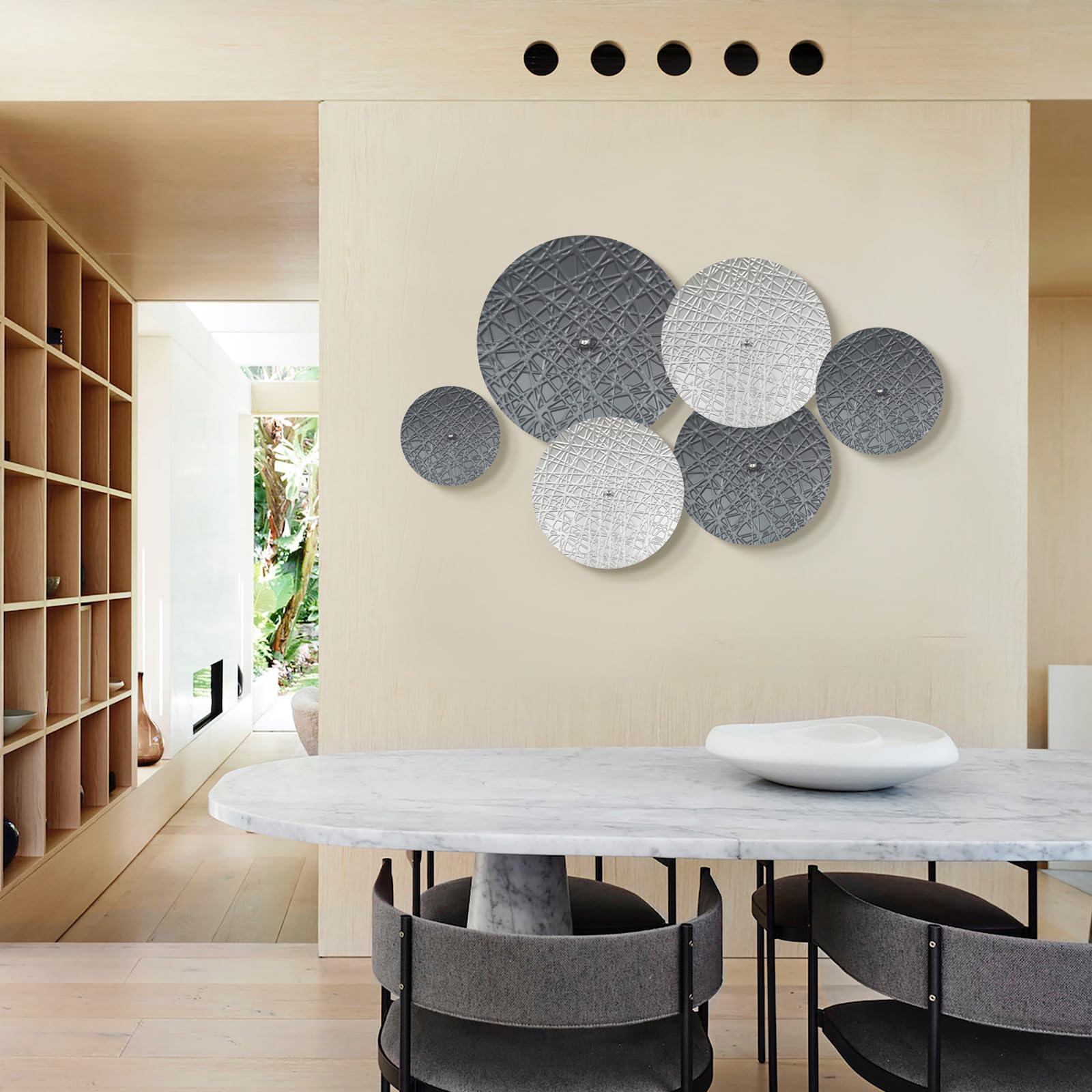 Amazon.co.jp: TEIPAI シルバーとグレーのメタルウォールデコ